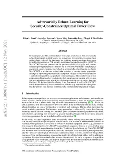 Adversarially Robust Learning for Security-Constrained Optimal Power
  Flow