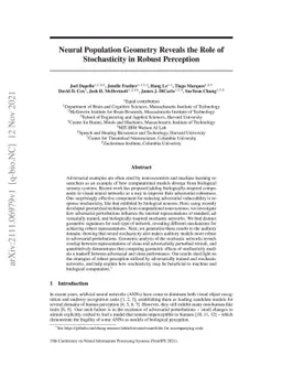 Neural Population Geometry Reveals the Role of Stochasticity in Robust
  Perception