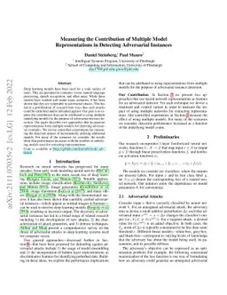 Measuring the Contribution of Multiple Model Representations in
  Detecting Adversarial Instances