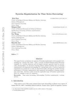 Nyström Regularization for Time Series Forecasting
