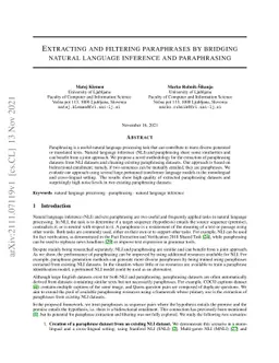 Extracting and filtering paraphrases by bridging natural language
  inference and paraphrasing