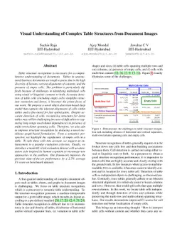 Visual Understanding of Complex Table Structures from Document Images