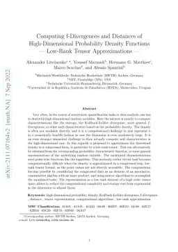 Computing f-Divergences and Distances of High-Dimensional Probability
  Density Functions -- Low-Rank Tensor Approximations