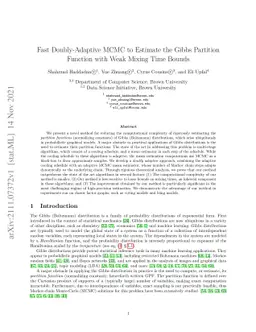 Fast Doubly-Adaptive MCMC to Estimate the Gibbs Partition Function with
  Weak Mixing Time Bounds