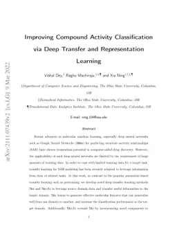 Improving Compound Activity Classification via Deep Transfer and
  Representation Learning