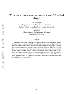 When can we reconstruct the ancestral state? A unified theory