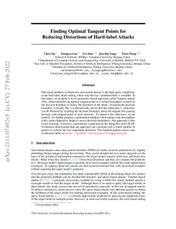 Finding Optimal Tangent Points for Reducing Distortions of Hard-label
  Attacks