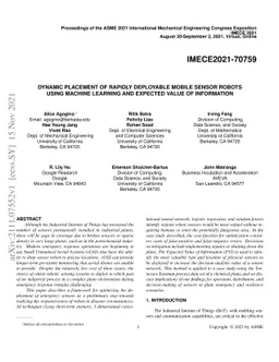 Dynamic Placement of Rapidly Deployable Mobile Sensor Robots Using
  Machine Learning and Expected Value of Information