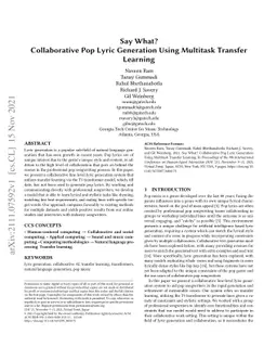 Say What? Collaborative Pop Lyric Generation Using Multitask Transfer
  Learning