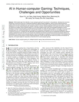 AI in Human-computer Gaming: Techniques, Challenges and Opportunities