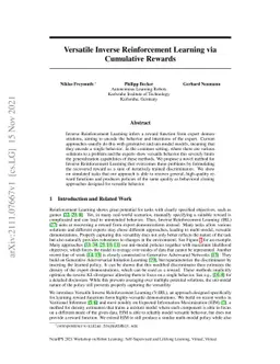 Versatile Inverse Reinforcement Learning via Cumulative Rewards