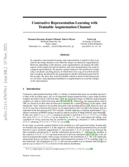 Contrastive Representation Learning with Trainable Augmentation Channel