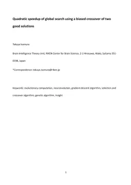 Quadratic speedup of global search using a biased crossover of two good
  solutions