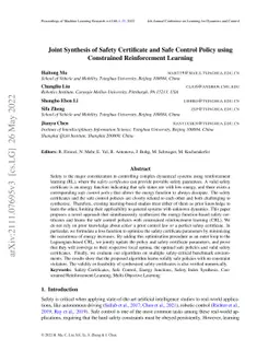Joint Synthesis of Safety Certificate and Safe Control Policy using
  Constrained Reinforcement Learning