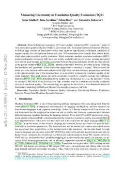 Measuring Uncertainty in Translation Quality Evaluation (TQE)