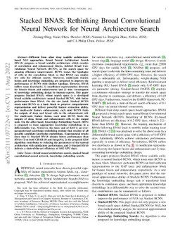 Stacked BNAS: Rethinking Broad Convolutional Neural Network for Neural
  Architecture Search