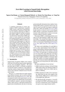 Zero-Shot Learning in Named-Entity Recognition with External Knowledge