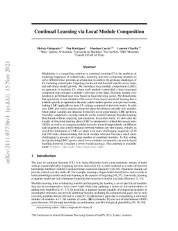 Continual Learning via Local Module Composition