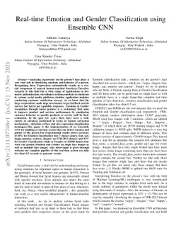Real-time Emotion and Gender Classification using Ensemble CNN
