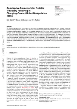 An Adaptive Framework for Reliable Trajectory Following in
  Changing-Contact Robot Manipulation Tasks