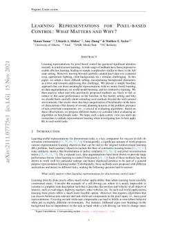 Learning Representations for Pixel-based Control: What Matters and Why?