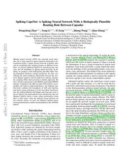 Spiking CapsNet: A Spiking Neural Network With A Biologically Plausible
  Routing Rule Between Capsules