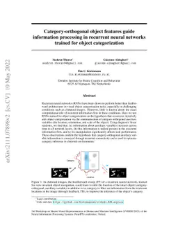 Category-orthogonal object features guide information processing in
  recurrent neural networks trained for object categorization