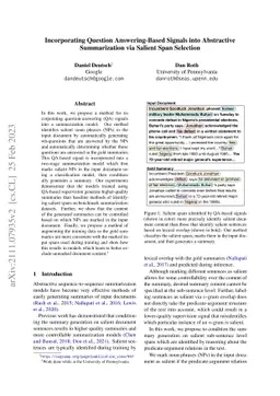 Incorporating Question Answering-Based Signals into Abstractive
  Summarization via Salient Span Selection