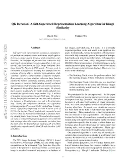 QK Iteration: A Self-Supervised Representation Learning Algorithm for
  Image Similarity