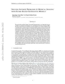 Solving Inverse Problems in Medical Imaging with Score-Based Generative
  Models