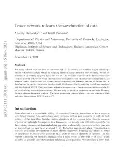 Tensor network to learn the wavefunction of data