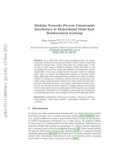 Modular Networks Prevent Catastrophic Interference in Model-Based
  Multi-Task Reinforcement Learning