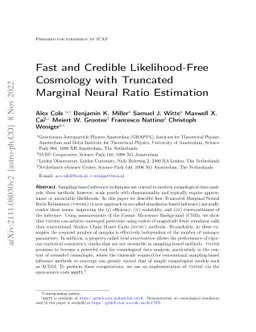 Fast and Credible Likelihood-Free Cosmology with Truncated Marginal
  Neural Ratio Estimation