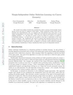 Margin-Independent Online Multiclass Learning via Convex Geometry