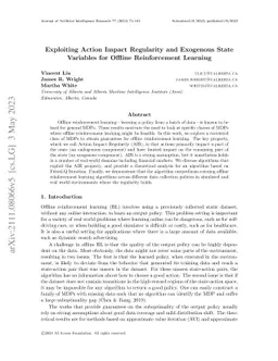 Exploiting Action Impact Regularity and Exogenous State Variables for
  Offline Reinforcement Learning
