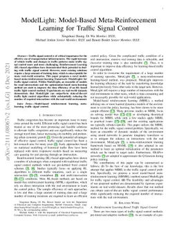 ModelLight: Model-Based Meta-Reinforcement Learning for Traffic Signal
  Control