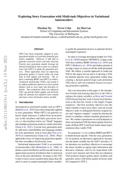 Exploring Story Generation with Multi-task Objectives in Variational
  Autoencoders