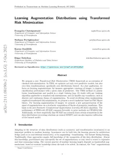Learning Augmentation Distributions using Transformed Risk Minimization