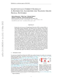 Learn Locally, Correct Globally: A Distributed Algorithm for Training
  Graph Neural Networks