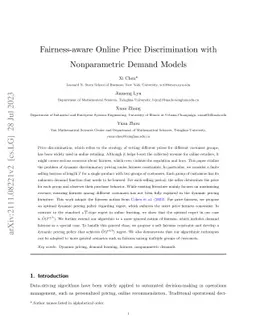 Fairness-aware Online Price Discrimination with Nonparametric Demand
  Models