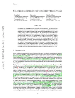 Selective Ensembles for Consistent Predictions
