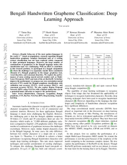 Bengali Handwritten Grapheme Classification: Deep Learning Approach
