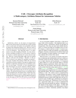 CAR -- Cityscapes Attributes Recognition A Multi-category Attributes
  Dataset for Autonomous Vehicles
