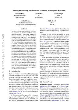 Solving Probability and Statistics Problems by Program Synthesis