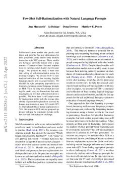 Few-Shot Self-Rationalization with Natural Language Prompts