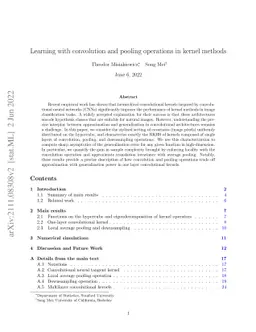 Learning with convolution and pooling operations in kernel methods