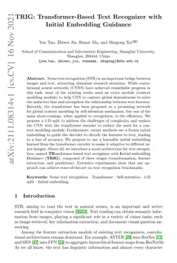 TRIG: Transformer-Based Text Recognizer with Initial Embedding Guidance