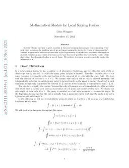 Mathematical Models for Local Sensing Hashes