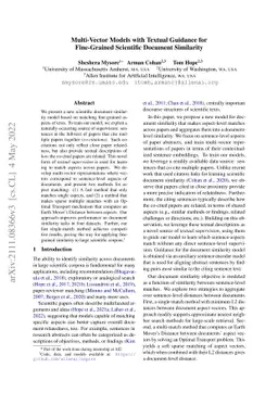 Multi-Vector Models with Textual Guidance for Fine-Grained Scientific
  Document Similarity