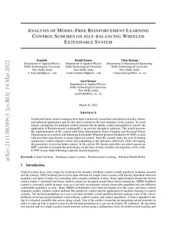 Analysis of Model-Free Reinforcement Learning Control Schemes on
  self-balancing Wheeled Extendible System